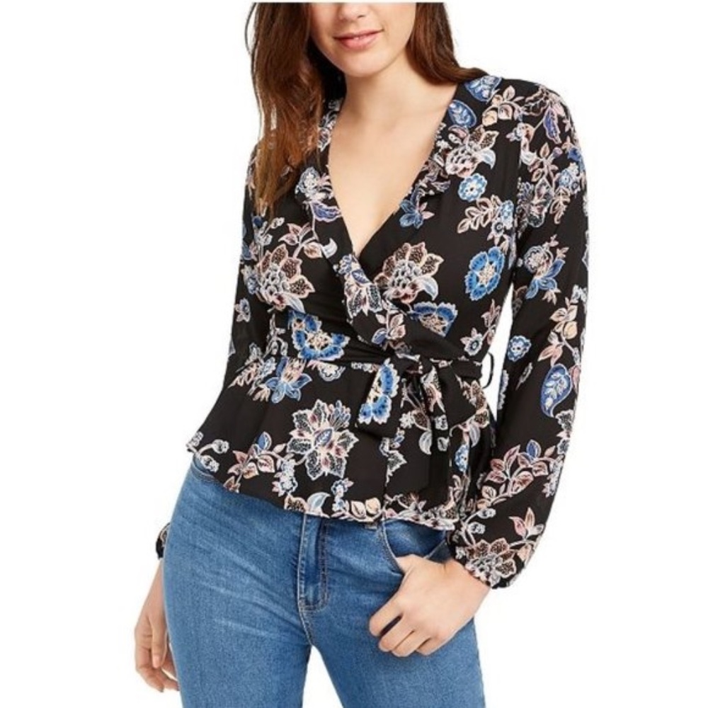 Q & A Floral Surplice Top